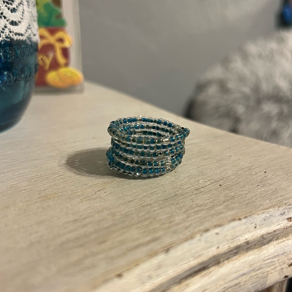 Blue Bead Ring